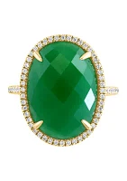 Diamond and Jade Ring in 14K Yellow Gold