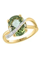 1/6 ct. t.w. Diamond, 4.5 ct. t.w. Green Amethyst Ring in 14K Yellow Gold