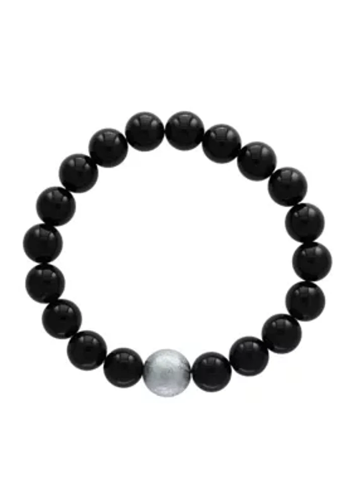 Men's Meteorite and Tiger Eye Beaded Stretch Bracelet