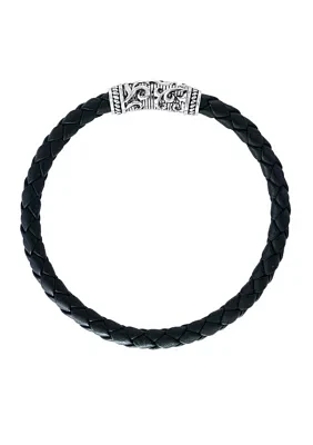 Sterling Silver Leather Bracelet