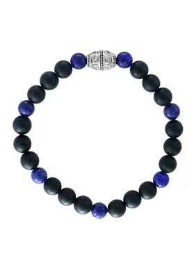 Men's Meteorite and Lapis Lazuli Beaded Bracelet