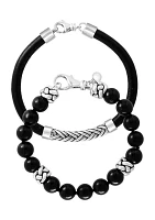 93 ct. t.w. Black Onyx Bracelet in Sterling Silver - Set of 2