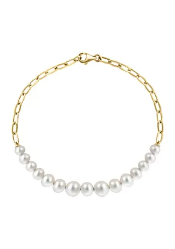 Freshwater Pearl Link Bracelet in 14K Yellow Gold