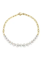 Freshwater Pearl Link Bracelet in 14K Yellow Gold