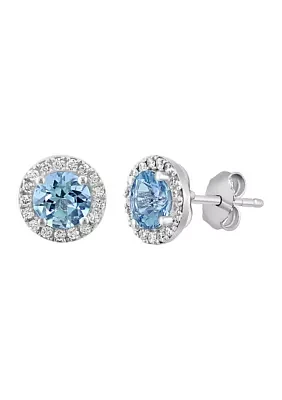 1.5 ct. t.w. Aquamarine, 1/4 ct. t.w. Diamond Earrings in 14K White Gold