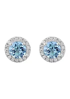 1.5 ct. t.w. Aquamarine, 1/4 ct. t.w. Diamond Earrings in 14K White Gold