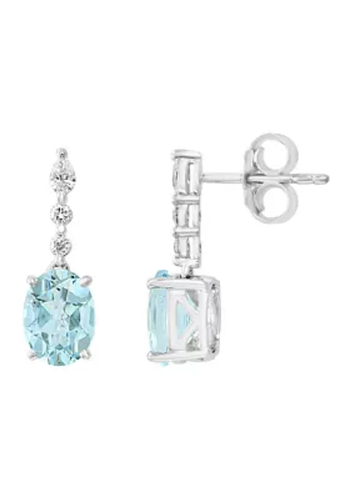 2.2 ct. t.w. Aquamarine, 1/5 ct. t.w. Diamond Earrings in 14K White Gold