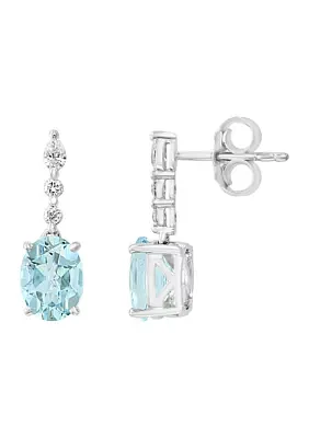 2.2 ct. t.w. Aquamarine, 1/5 ct. t.w. Diamond Earrings in 14K White Gold