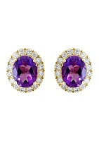 1/2 ct. t.w. Diamond, 3.35 ct. t.w. Amethyst Earrings in 14K Yellow Gold