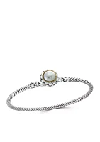 Fresh Water Pearl Bangle Bracelet in Sterling Silver and 18k Yellow Gold