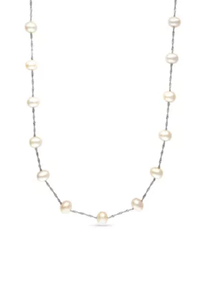 Freshwater Pearl Strand Necklace in 14K White Gold