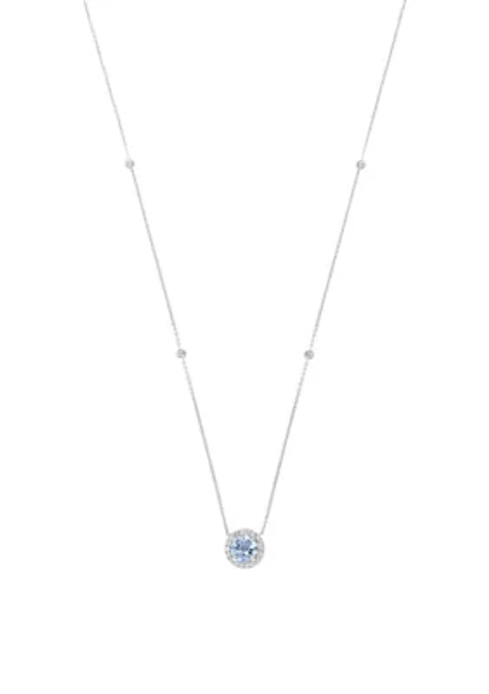 1.15 ct. t.w. Aquamarine, 1/4 ct. t.w. Diamond Pendant Necklace in 14K White Gold