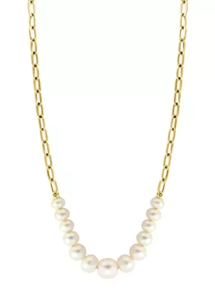 Freshwater Pearl Chain Necklace in 14K Yellow Gold