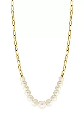 Freshwater Pearl Chain Necklace in 14K Yellow Gold