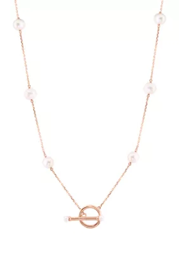 Freshwater Pearl Toggle Necklace in 14K Yellow Gold