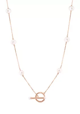 Freshwater Pearl Toggle Necklace in 14K Yellow Gold