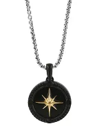 Black Plating Onyx Pendant Necklace in Sterling Silver and 18K Yellow Gold