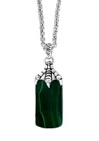 22'' Malachite Pendant Necklace in Sterling Silver