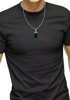 22'' Malachite Pendant Necklace in Sterling Silver