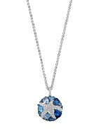 3.38 ct. t.w. Blue Topaz London Blue Topaz, Sky Blue Topaz, White Sapphire Pendant Necklace in Sterling Silver