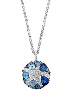 3.38 ct. t.w. Blue Topaz London Blue Topaz, Sky Blue Topaz, White Sapphire Pendant Necklace in Sterling Silver