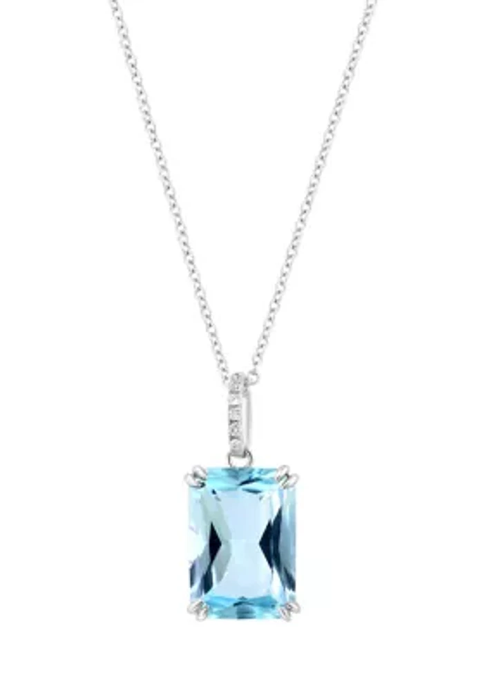 1/10 ct. t.w. Diamond, 8.5 ct. t.w. Sky Blue Topaz Pendant Necklace in 14K White Gold