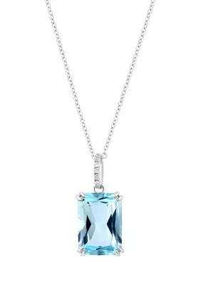 1/10 ct. t.w. Diamond, 8.5 ct. t.w. Sky Blue Topaz Pendant Necklace in 14K White Gold