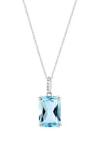 1/10 ct. t.w. Diamond, 8.5 ct. t.w. Sky Blue Topaz Pendant Necklace in 14K White Gold