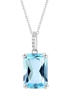 1/10 ct. t.w. Diamond, 8.5 ct. t.w. Sky Blue Topaz Pendant Necklace in 14K White Gold