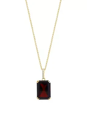 Diamond and Garnet Pendant Necklace in 14K Yellow Gold