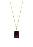 Diamond and Garnet Pendant Necklace in 14K Yellow Gold