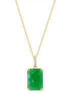 1/10 ct. t.w. Diamond, 6.4 ct. t.w. Jade Pendant Necklace in 14K Yellow Gold