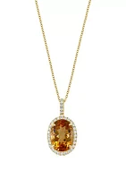 3/8 ct. t.w. Diamond, 5.8 ct. t.w. Citrine Pendant Necklace in 14K Yellow Gold