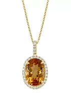 3/8 ct. t.w. Diamond, 5.8 ct. t.w. Citrine Pendant Necklace in 14K Yellow Gold