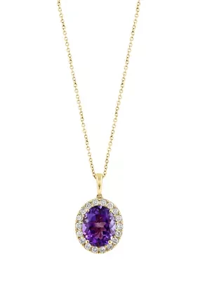 1/2 ct. t.w. Diamond, 4.65 ct. t.w. Amethyst Pendant Necklace in 14K Yellow Gold