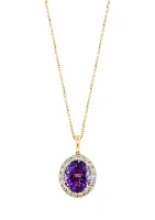 1/2 ct. t.w. Diamond, 4.65 ct. t.w. Amethyst Pendant Necklace in 14K Yellow Gold