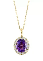 1/2 ct. t.w. Diamond, 4.65 ct. t.w. Amethyst Pendant Necklace in 14K Yellow Gold