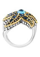 2.8 ct. t.w. Blue Topaz, London Blue Topaz, Sapphire Ring in Sterling Silver and 14K Yellow Gold