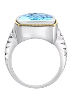 Blue Topaz Ring in Sterling Silver and 18K Yellow Gold