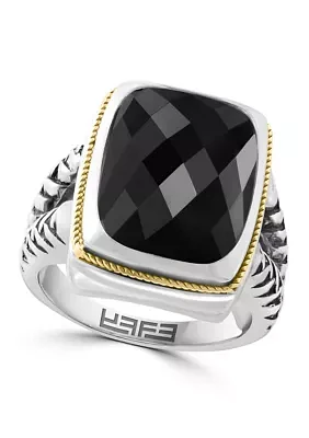 8.55 ct. t.w. Onyx Ring in Sterling Silver and 18K Yellow Gold 