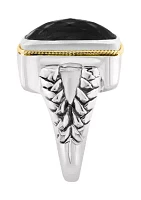 8.55 ct. t.w. Onyx Ring in Sterling Silver and 18K Yellow Gold 