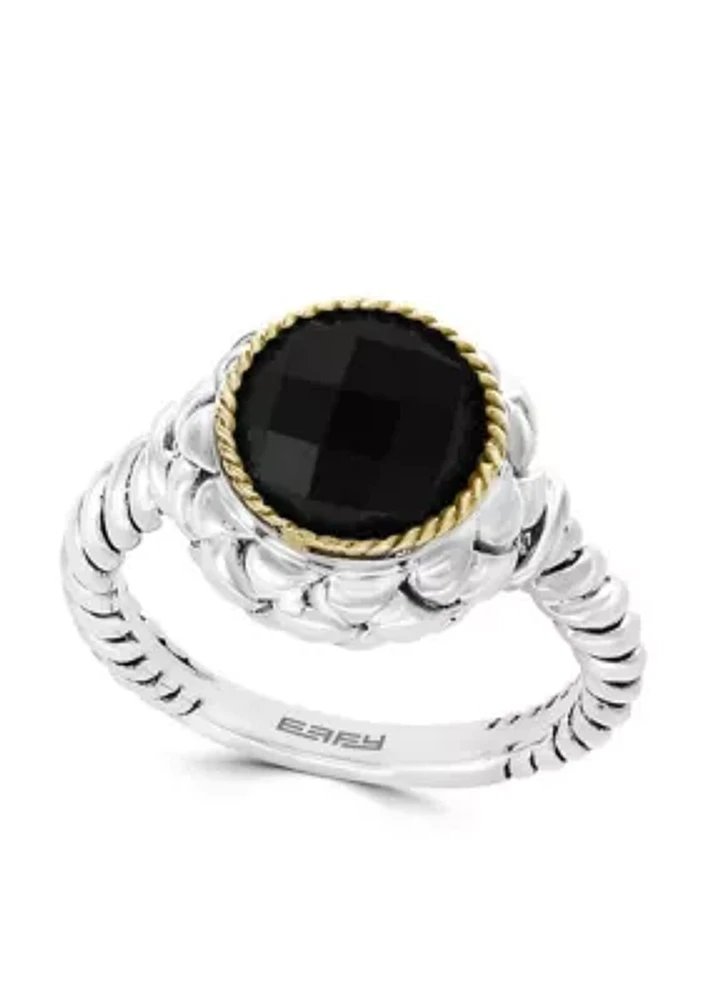 2.50 ct. t.w. Onyx Ring in Sterling Silver and 18k Yellow Gold