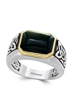 Sterling Silver Yellow Gold Onyx Ring