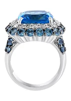 12.9 ct. t.w. Blue Topaz, White Topaz Ring in Sterling Silver