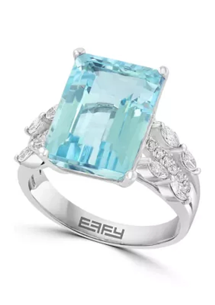 0.5 ct. t.w. Aqua Diamond Ring in 14K White Gold