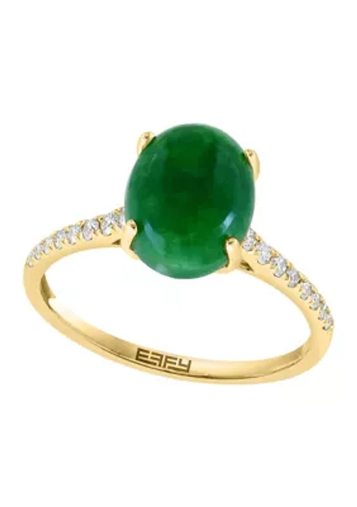 2.86 ct. t.w. Jade and 1/6 ct. t.w. Diamond Ring in 14K Yellow Gold