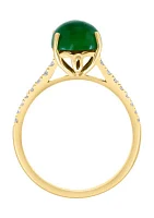 2.86 ct. t.w. Jade and 1/6 ct. t.w. Diamond Ring in 14K Yellow Gold