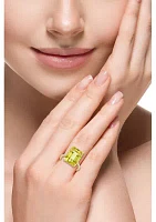 14K Yellow Gold Diamond and Lemon Quartz Ring