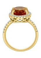 1/2 ct. t.w. Diamond, 5.8 ct. t.w. Citrine Ring in 14K Yellow Gold