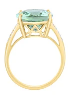 7.6 ct. t.w. Green Amethyst, 1/10 ct. t.w. Diamond Ring in 14K Yellow Gold